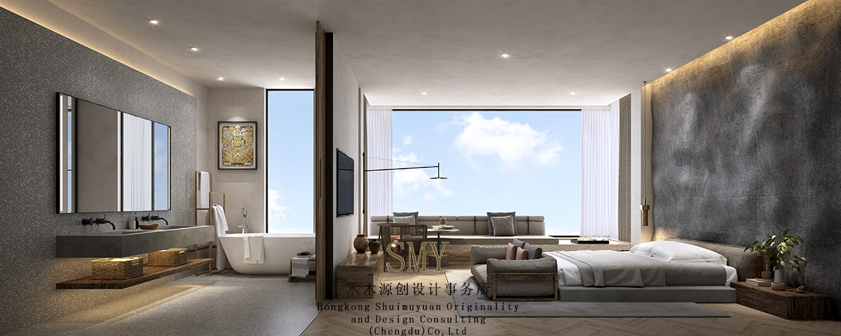 民宿中的豪華套房，意念空間客房案例，客房效果圖