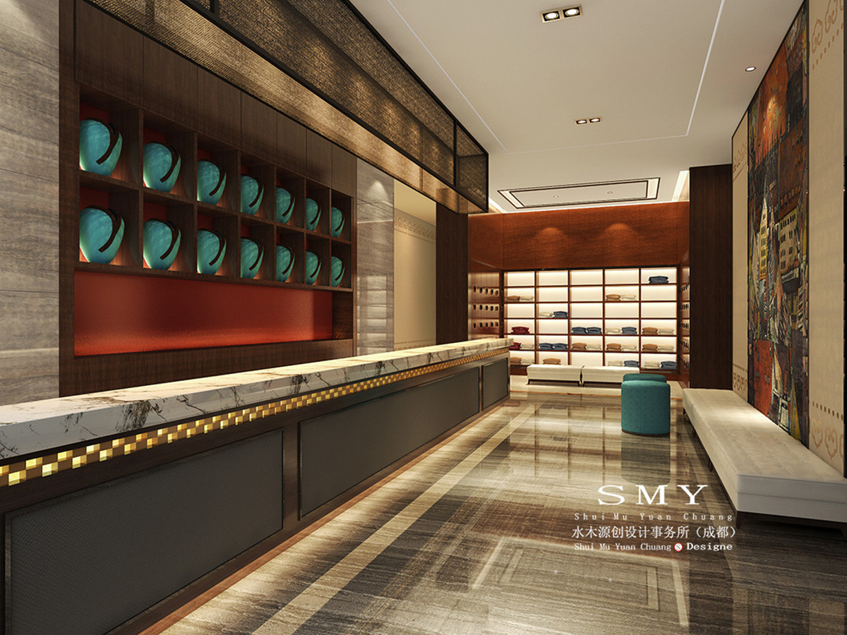 酒店湯吧物品存放柜臺區(qū)區(qū)設計效果圖