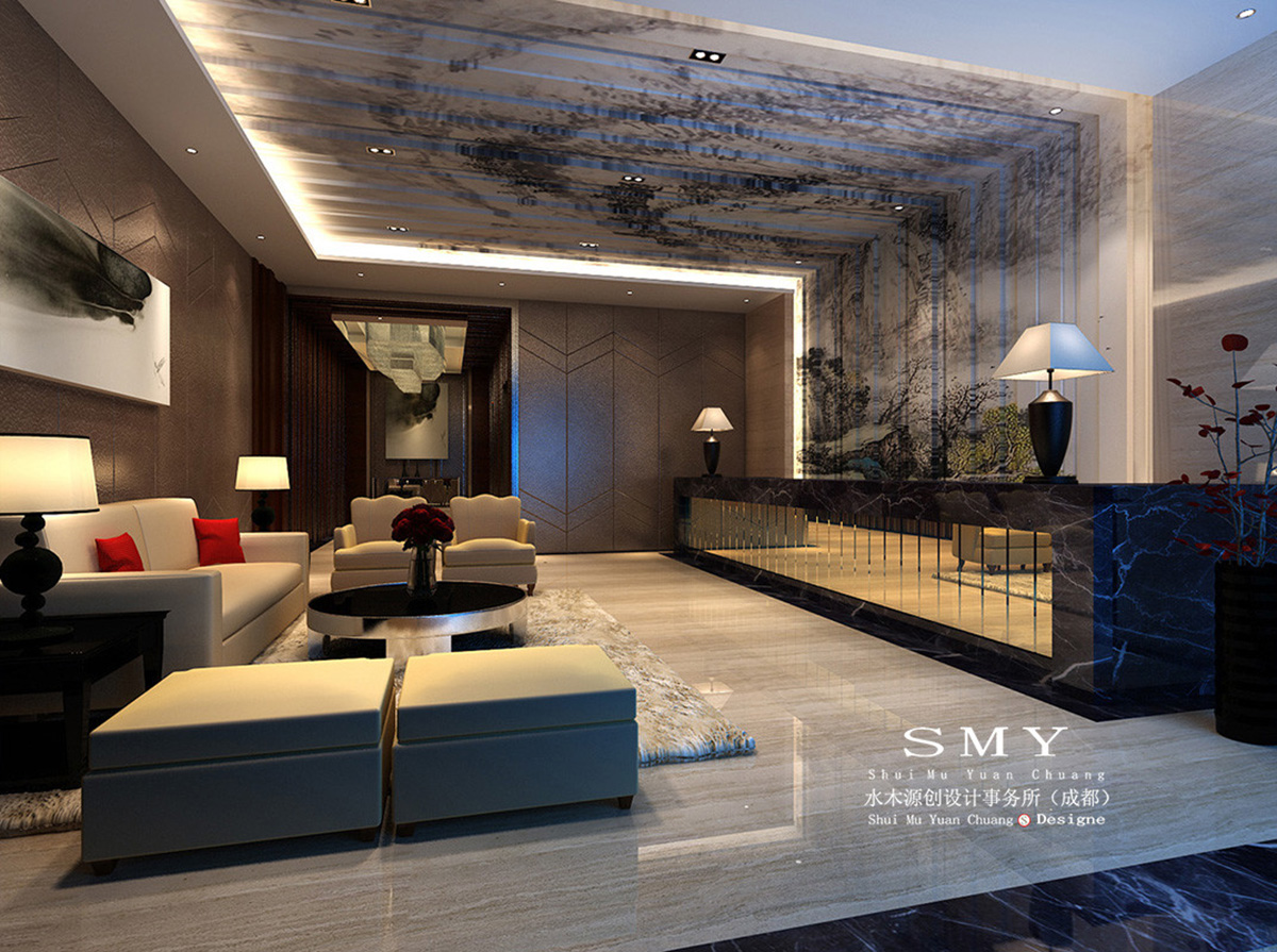 瀘州酒店設(shè)計，商務(wù)酒店大堂設(shè)計布局