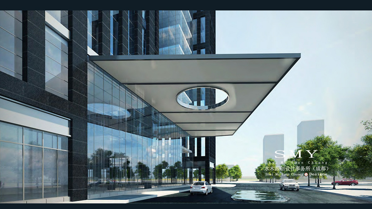 成都酒店門頭設計，酒店門口泊車區(qū)域