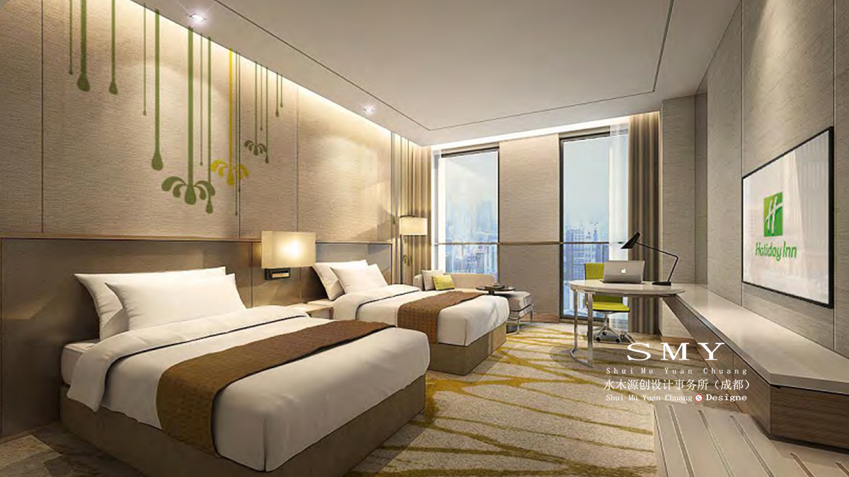 酒店雙人床，客房設計