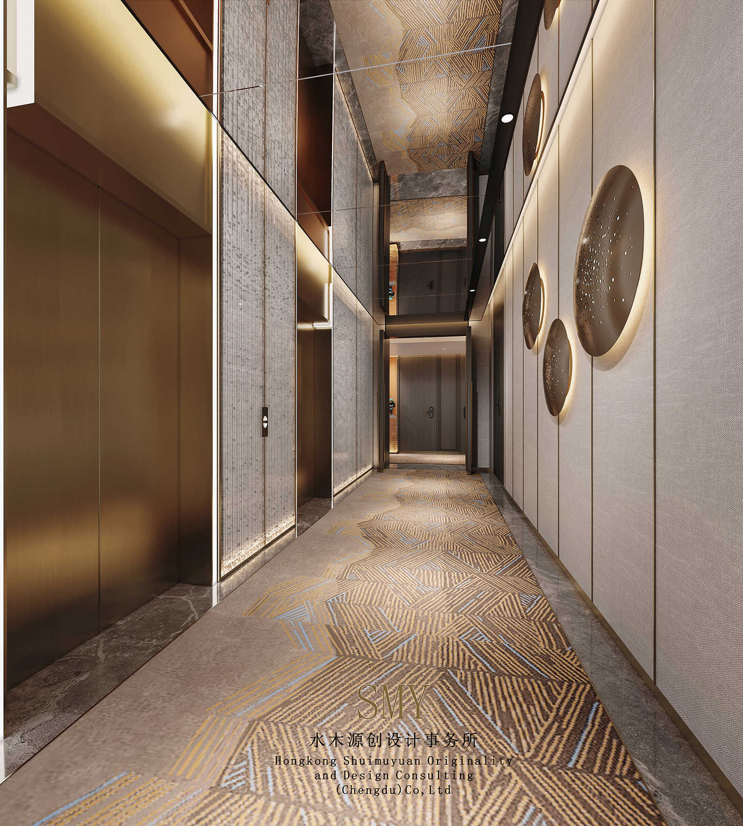 日落星辰酒店，走廊裝修設(shè)計(jì)效果